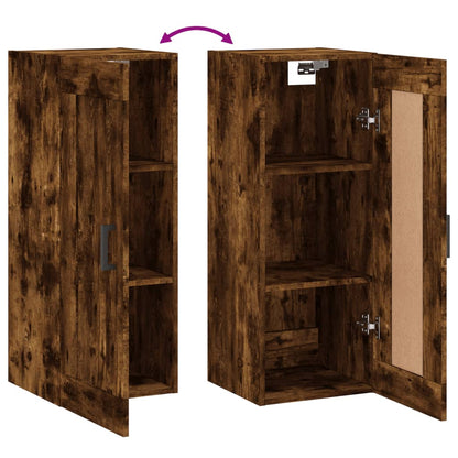 Wandkast 34,5X34X90 Cm Bewerkt Hout Gerookt Eikenkleurig