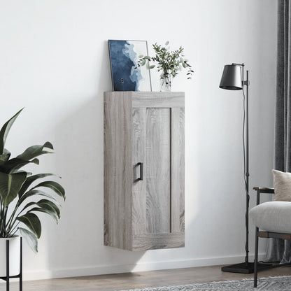 Wandkast 34,5X34X90 Cm Bewerkt Hout Eikenkleurig Grijs sonoma