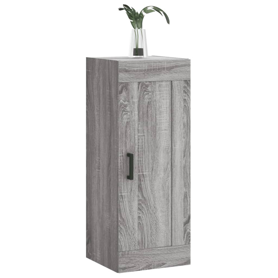 Wandkast 34,5X34X90 Cm Bewerkt Hout Eikenkleurig Grijs sonoma