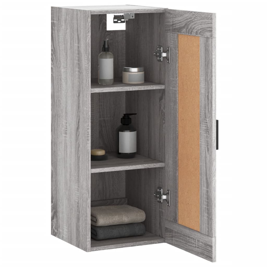 Wandkast 34,5X34X90 Cm Bewerkt Hout Eikenkleurig Grijs sonoma