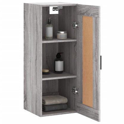 Wandkast 34,5X34X90 Cm Bewerkt Hout Eikenkleurig Grijs sonoma
