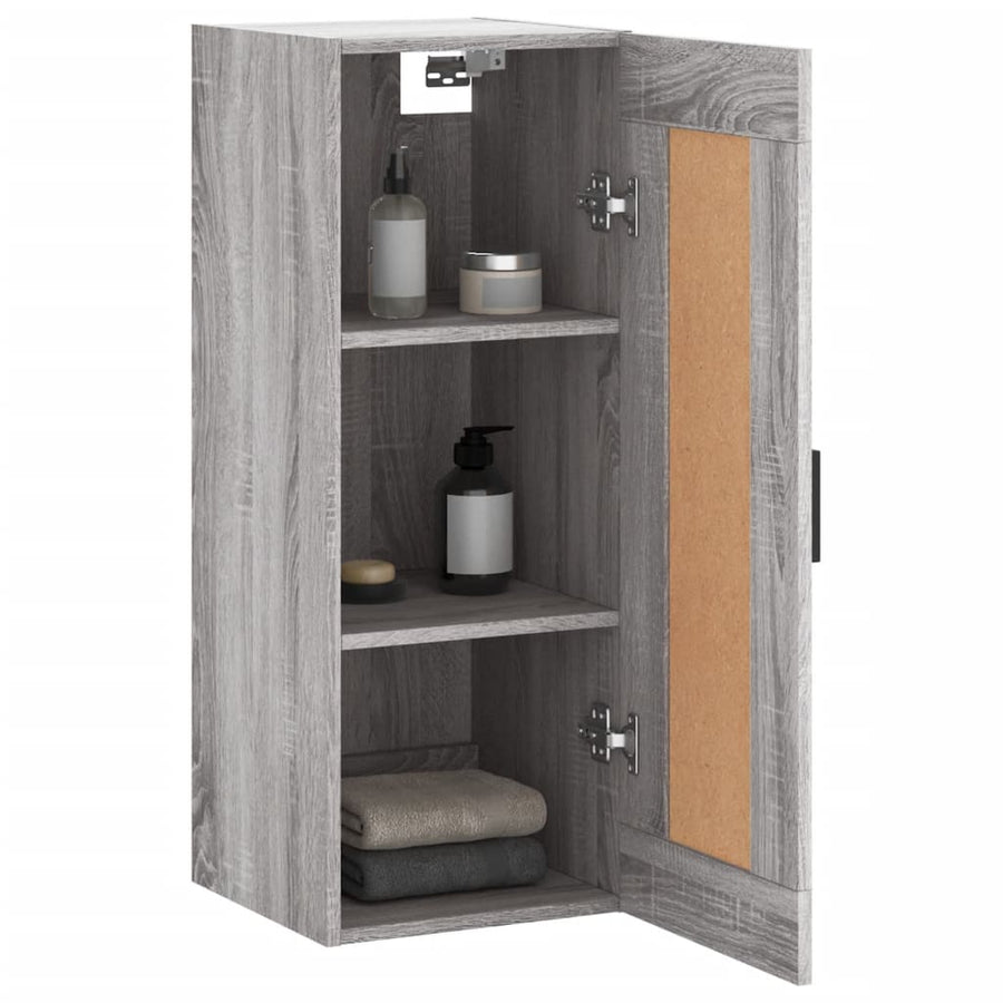 Wandkast 34,5X34X90 Cm Bewerkt Hout Eikenkleurig Grijs sonoma
