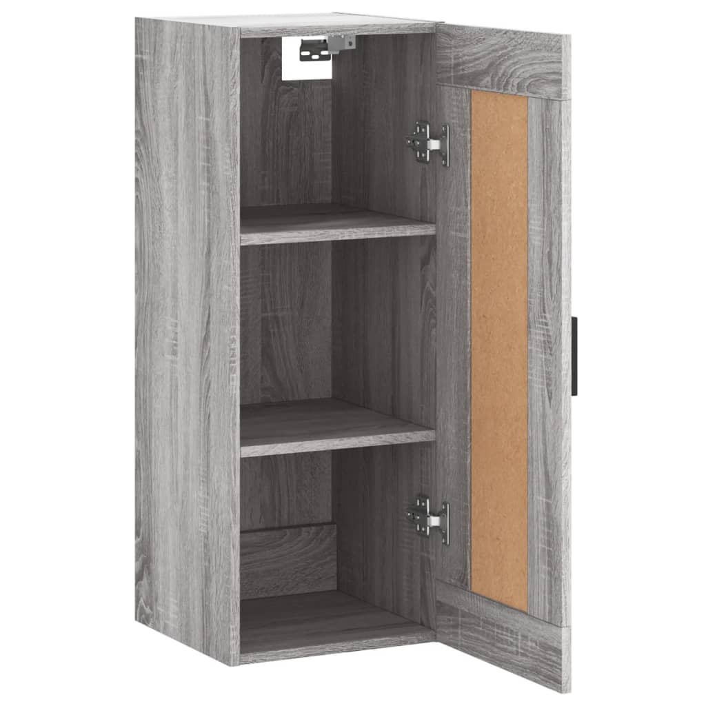 Wandkast 34,5X34X90 Cm Bewerkt Hout Eikenkleurig Grijs sonoma