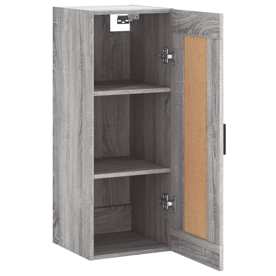 Wandkast 34,5X34X90 Cm Bewerkt Hout Eikenkleurig Grijs sonoma