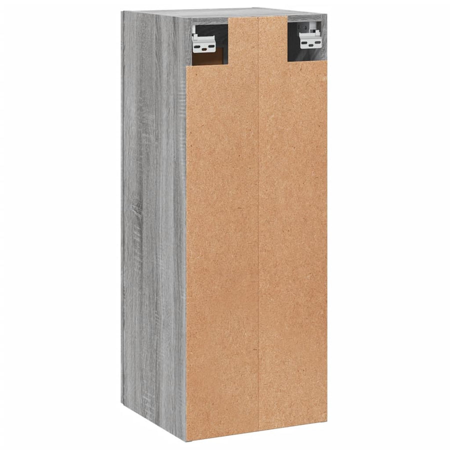 Wandkast 34,5X34X90 Cm Bewerkt Hout Eikenkleurig Grijs sonoma