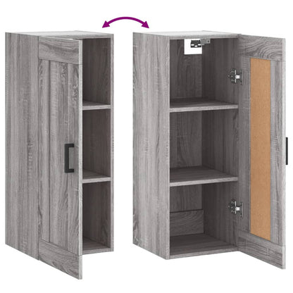 Wandkast 34,5X34X90 Cm Bewerkt Hout Eikenkleurig Grijs sonoma