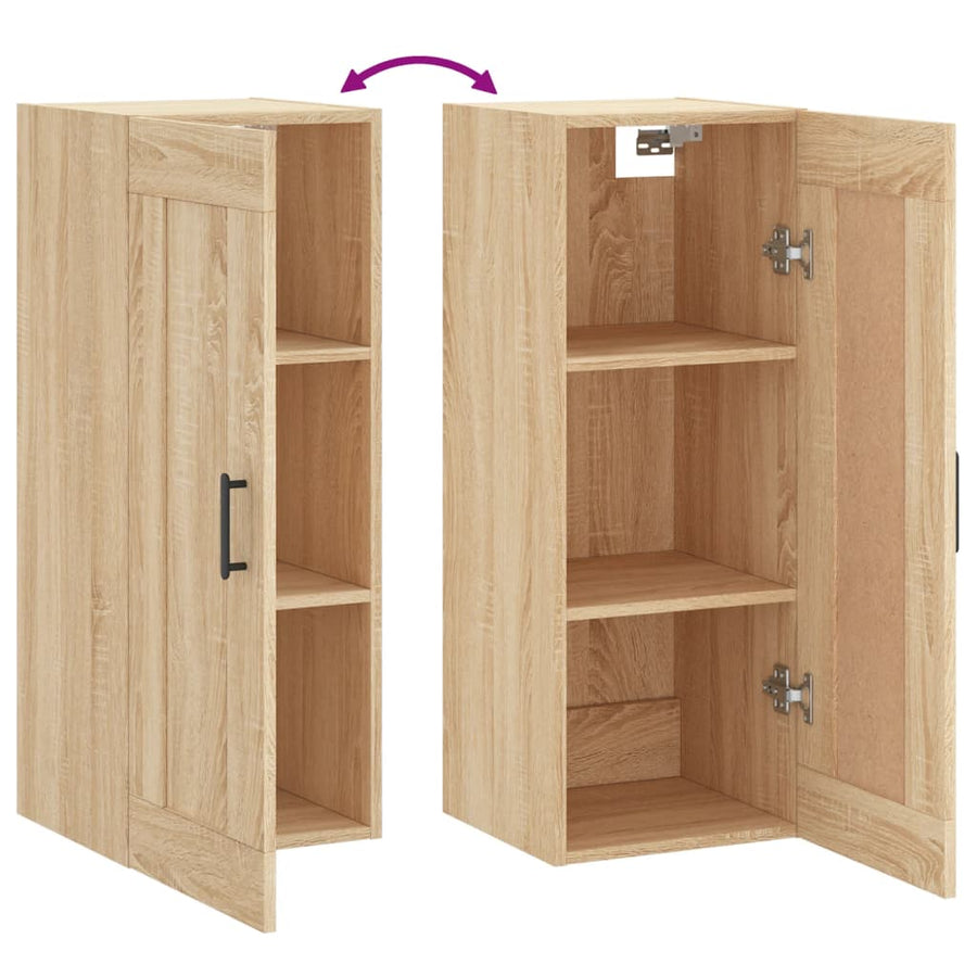 Wandkast 34,5X34X90 Cm Bewerkt Hout Kleurig Sonoma eiken