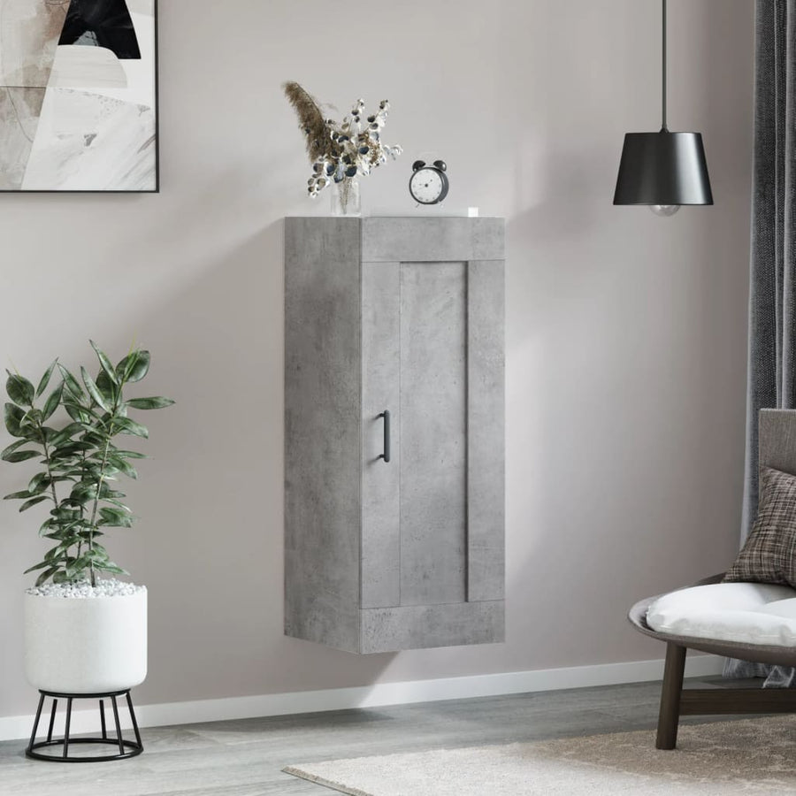 Wandkast 34,5X34X90 Cm Bewerkt Hout Betongrijs