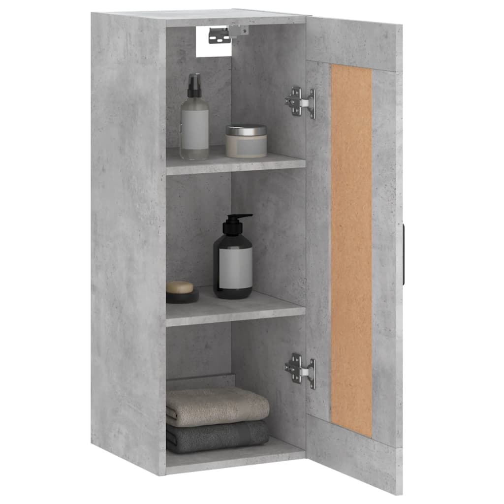 Wandkast 34,5X34X90 Cm Bewerkt Hout Betongrijs
