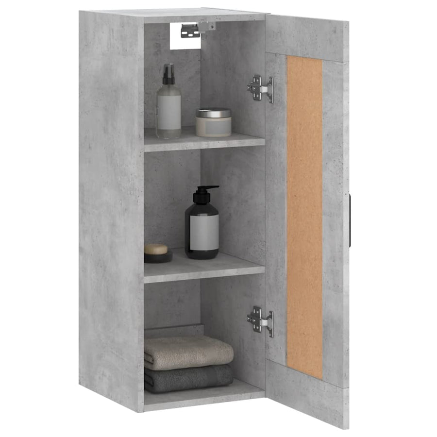 Wandkast 34,5X34X90 Cm Bewerkt Hout Betongrijs