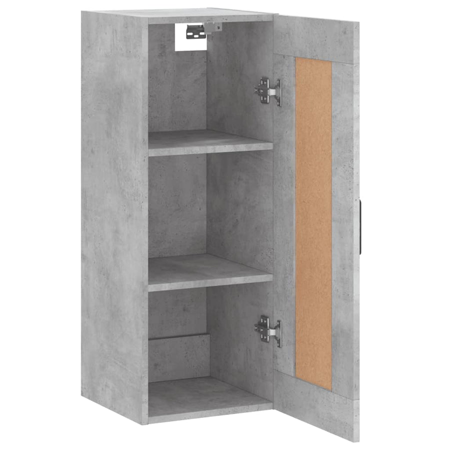 Wandkast 34,5X34X90 Cm Bewerkt Hout Betongrijs