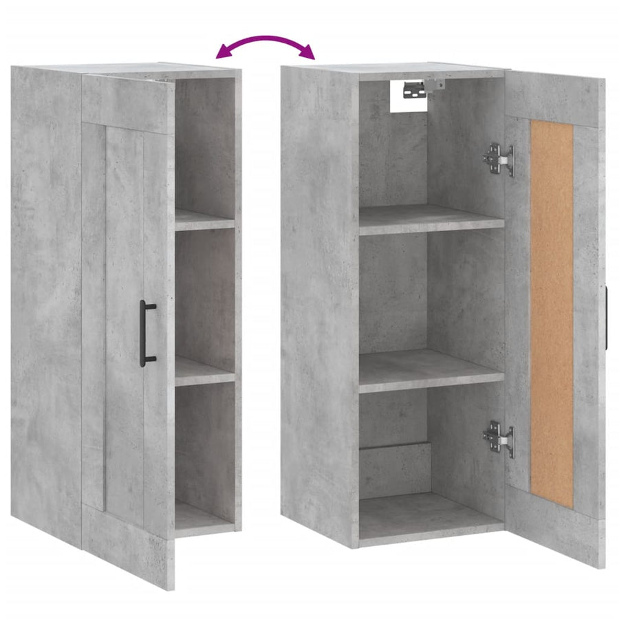 Wandkast 34,5X34X90 Cm Bewerkt Hout Betongrijs