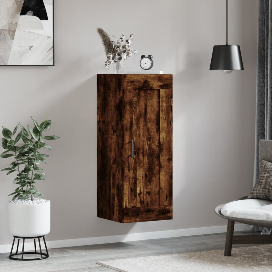 Wandkast 34,5X34X90 Cm Bewerkt Hout Gerookt Eikenkleurig