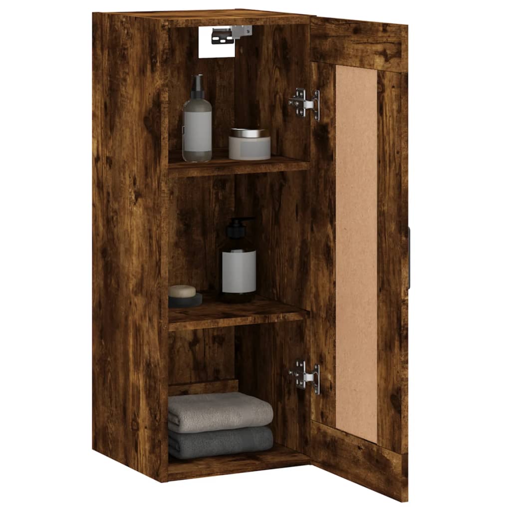 Wandkast 34,5X34X90 Cm Bewerkt Hout Gerookt Eikenkleurig