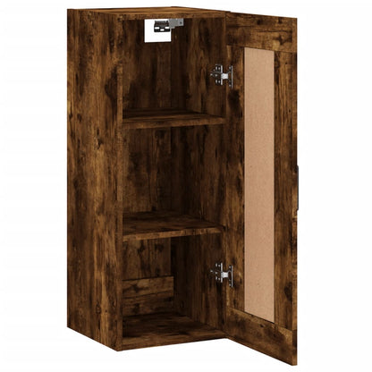 Wandkast 34,5X34X90 Cm Bewerkt Hout Gerookt Eikenkleurig