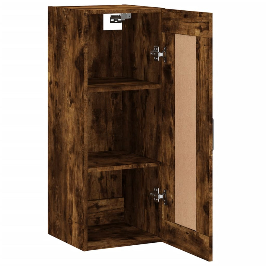 Wandkast 34,5X34X90 Cm Bewerkt Hout Gerookt Eikenkleurig