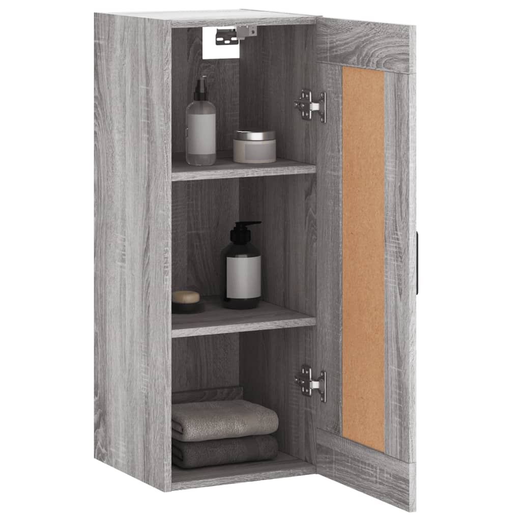 Wandkast 34,5X34X90 Cm Bewerkt Hout Grijs Sonoma Eikenkleurig