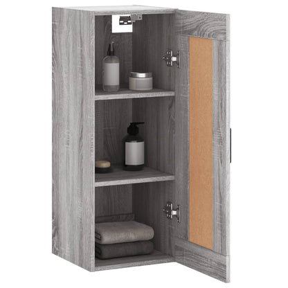 Wandkast 34,5X34X90 Cm Bewerkt Hout Grijs Sonoma Eikenkleurig