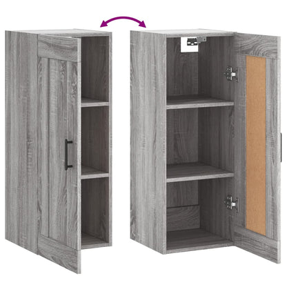 Wandkast 34,5X34X90 Cm Bewerkt Hout Grijs Sonoma Eikenkleurig