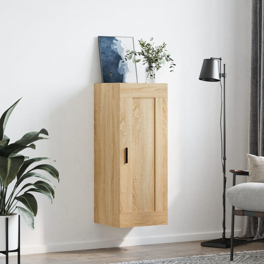 Wandkast 34,5X34X90 Cm Bewerkt Hout Kleurig Sonoma eiken
