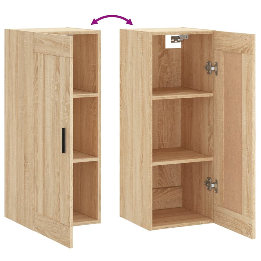 Wandkast 34,5X34X90 Cm Bewerkt Hout Kleurig Sonoma eiken