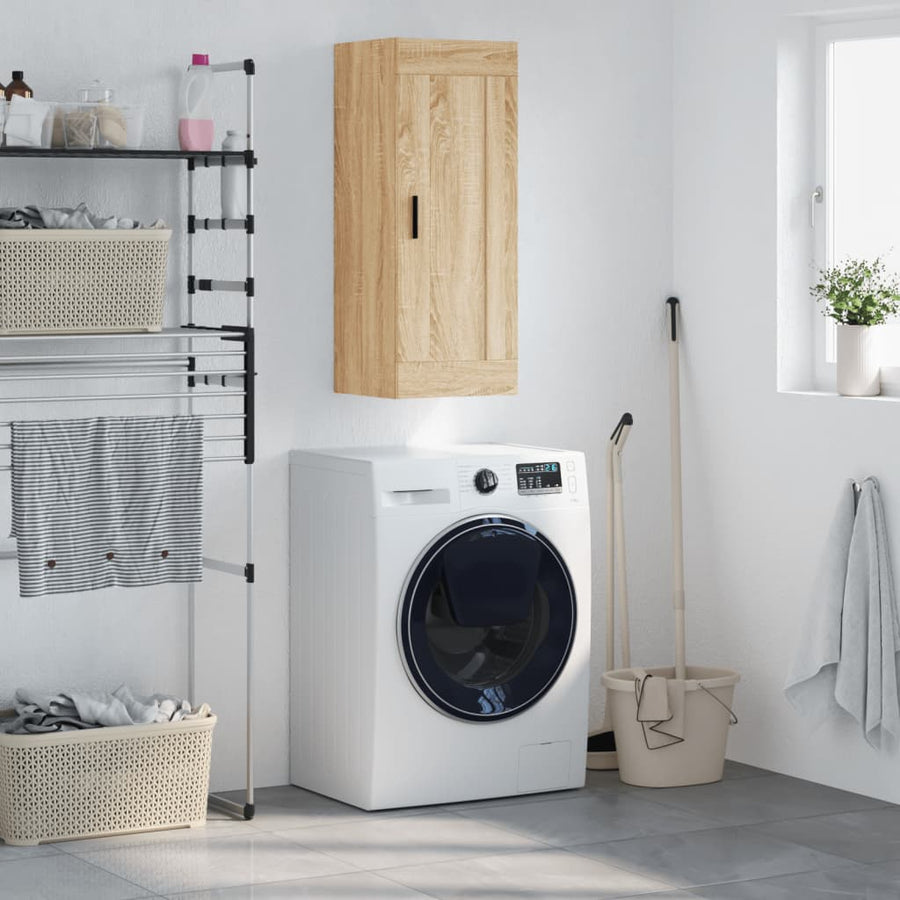Wandkast 34,5X34X90 Cm Bewerkt Hout Kleurig Sonoma eiken