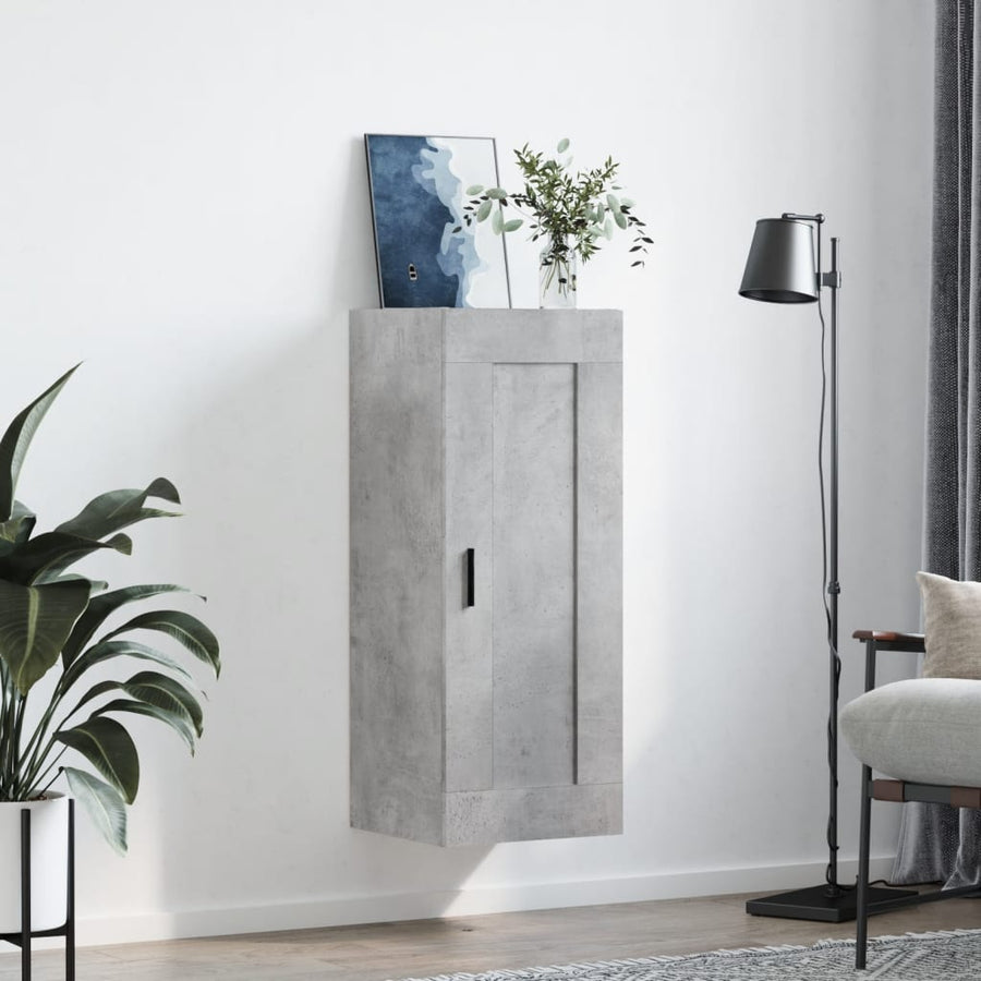 Wandkast 34,5X34X90 Cm Bewerkt Hout Betongrijs