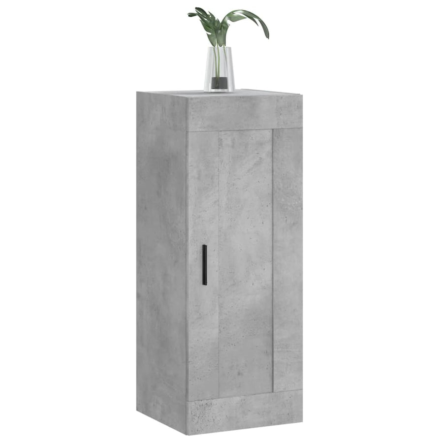Wandkast 34,5X34X90 Cm Bewerkt Hout Betongrijs