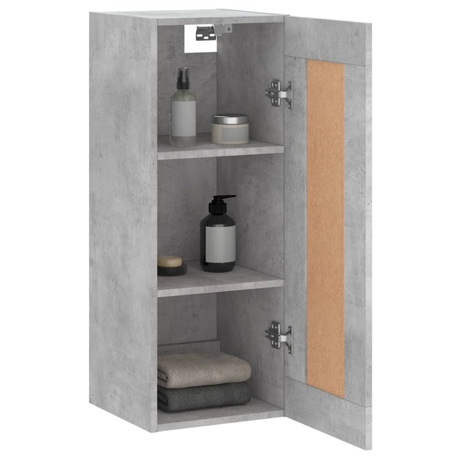 Wandkast 34,5X34X90 Cm Bewerkt Hout Betongrijs