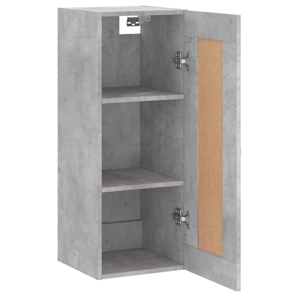 Wandkast 34,5X34X90 Cm Bewerkt Hout Betongrijs
