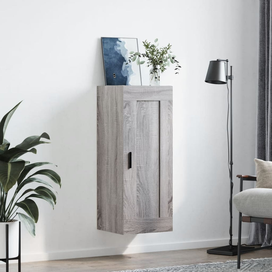 Wandkast 34,5X34X90 Cm Bewerkt Hout Grijs Sonoma Eikenkleurig