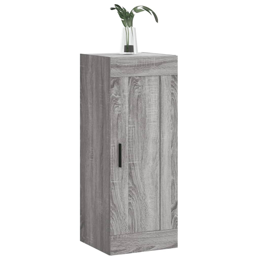 Wandkast 34,5X34X90 Cm Bewerkt Hout Grijs Sonoma Eikenkleurig