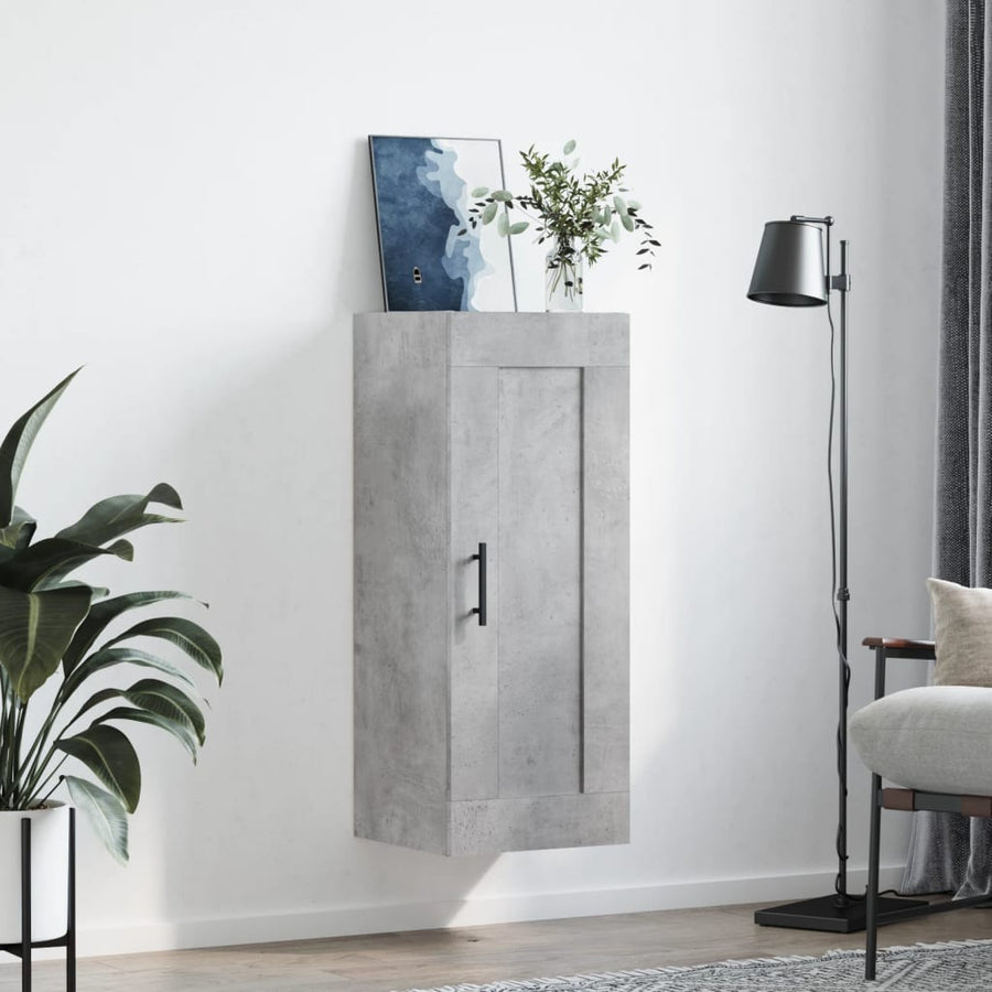 Wandkast 34,5X34X90 Cm Bewerkt Hout Betongrijs
