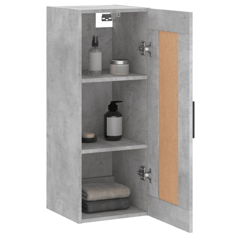 Wandkast 34,5X34X90 Cm Bewerkt Hout Betongrijs
