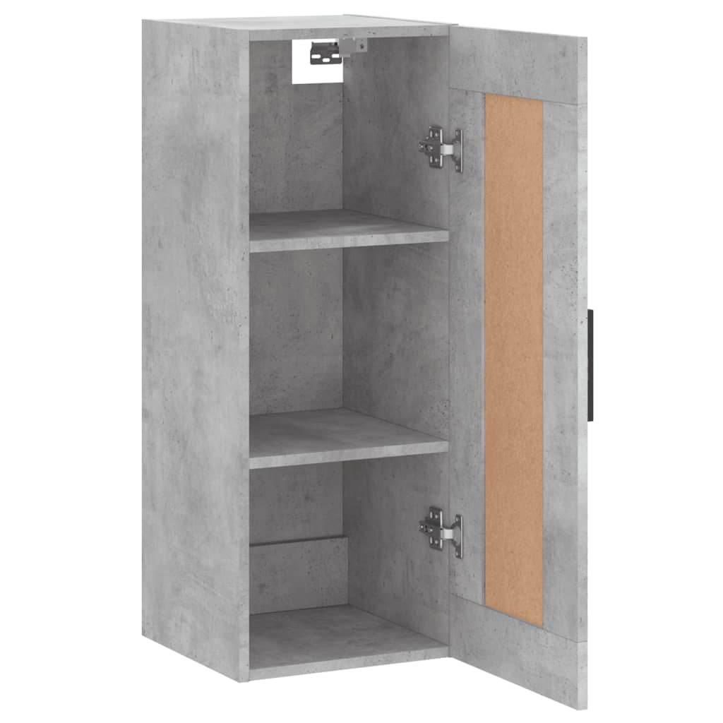 Wandkast 34,5X34X90 Cm Bewerkt Hout Betongrijs