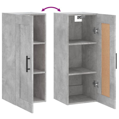 Wandkast 34,5X34X90 Cm Bewerkt Hout Betongrijs