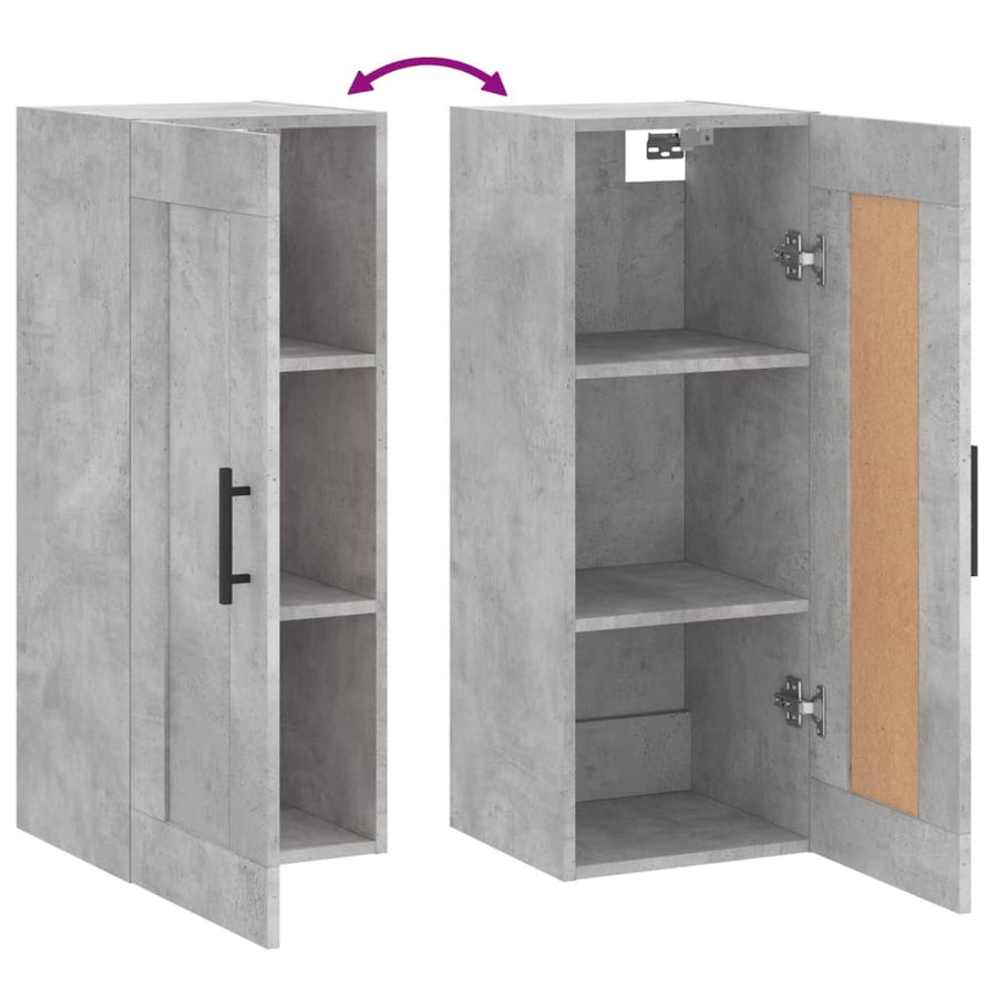 Wandkast 34,5X34X90 Cm Bewerkt Hout Betongrijs