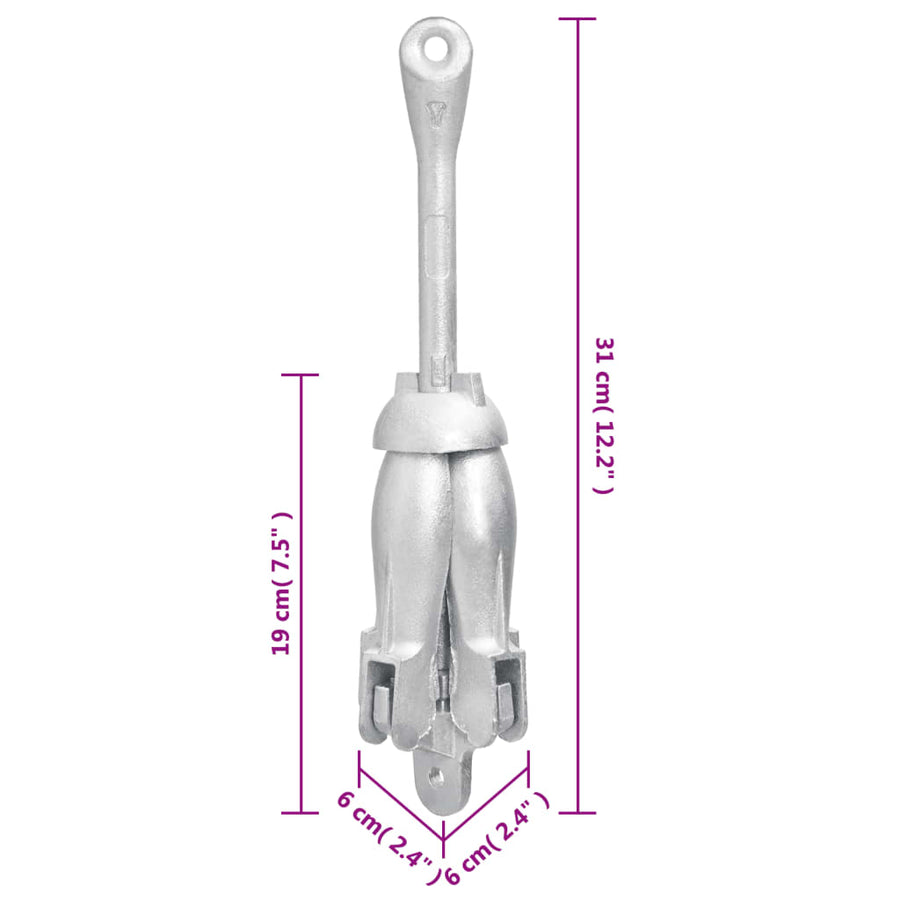 Anker Inklapbaar ,5 Kg Smeedijzer Zilverkleurig 1.5 kg zonder touw