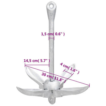 Anker Inklapbaar ,5 Kg Smeedijzer Zilverkleurig 1.5 kg zonder touw