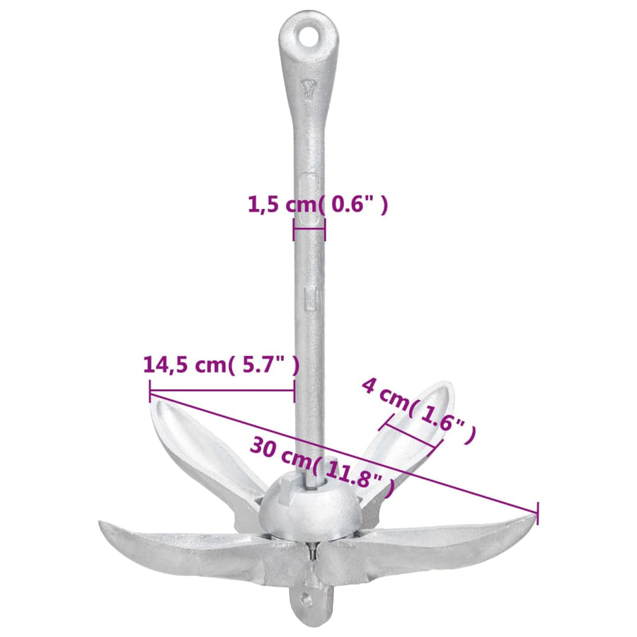 Anker Inklapbaar ,5 Kg Smeedijzer Zilverkleurig 1.5 kg zonder touw