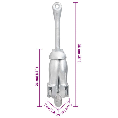 Anker Inklapbaar 2,5 Kg Smeedijzer Zilverkleurig 2.5 kg zonder touw