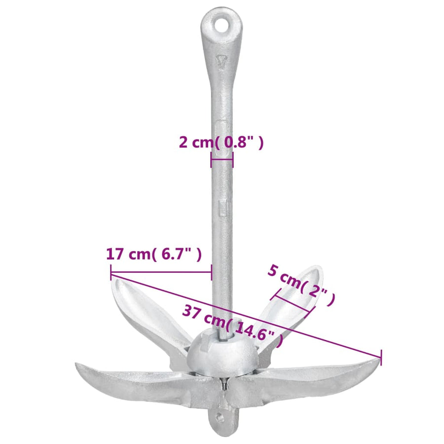 Anker Inklapbaar 3,2 Kg Smeedijzer Zilverkleurig 3.2 kg zonder touw