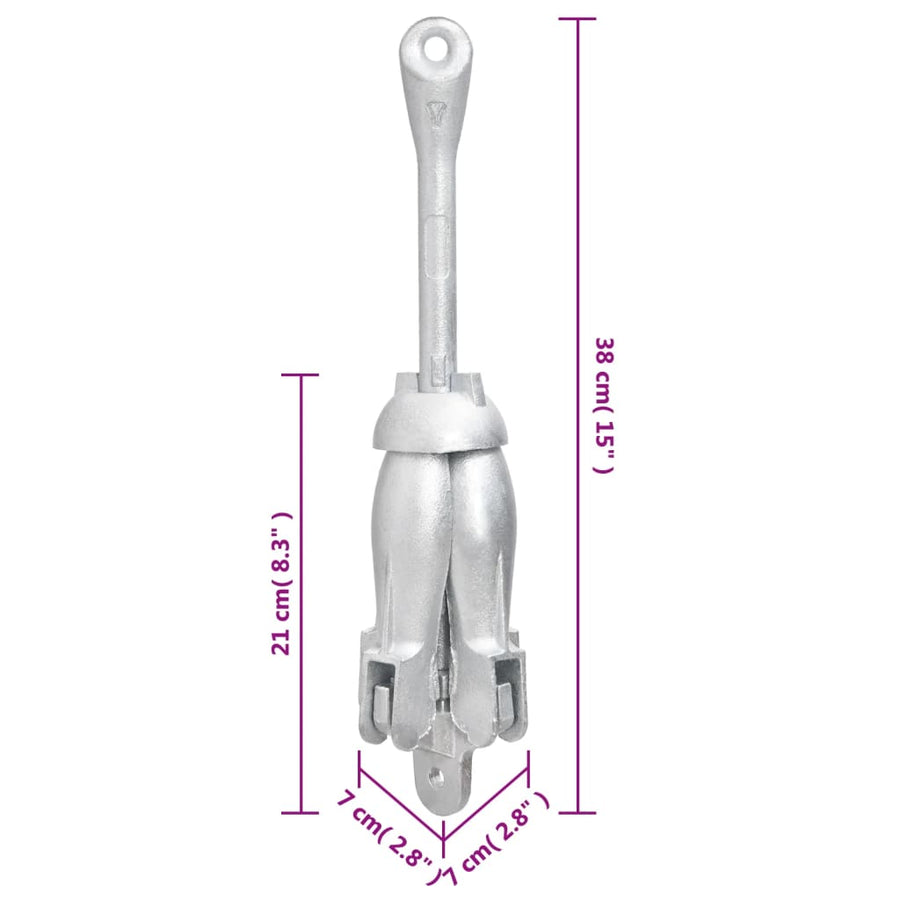 Anker Inklapbaar 2,5 Kg Smeedijzer Zilverkleurig 2.5 kg met touw