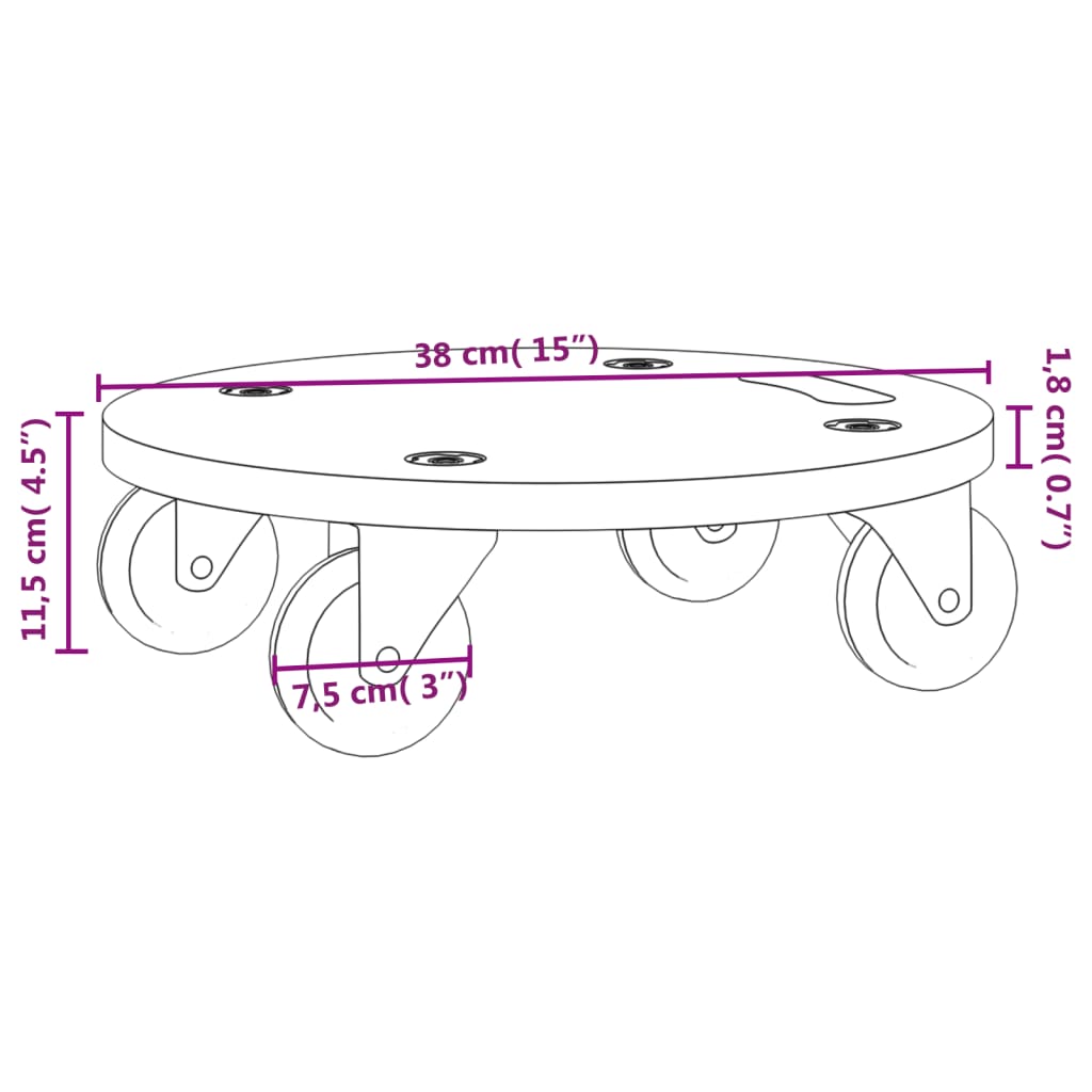 Meubelhondjes Rond Ø38X11,5 Cm Ø 38 x 11.5 cm
