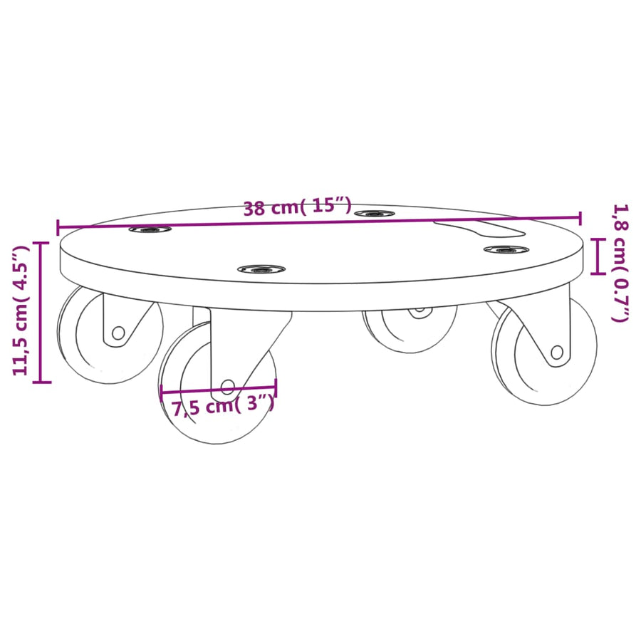 Meubelhondjes Rond Ø38X11,5 Cm Ø 38 x 11.5 cm