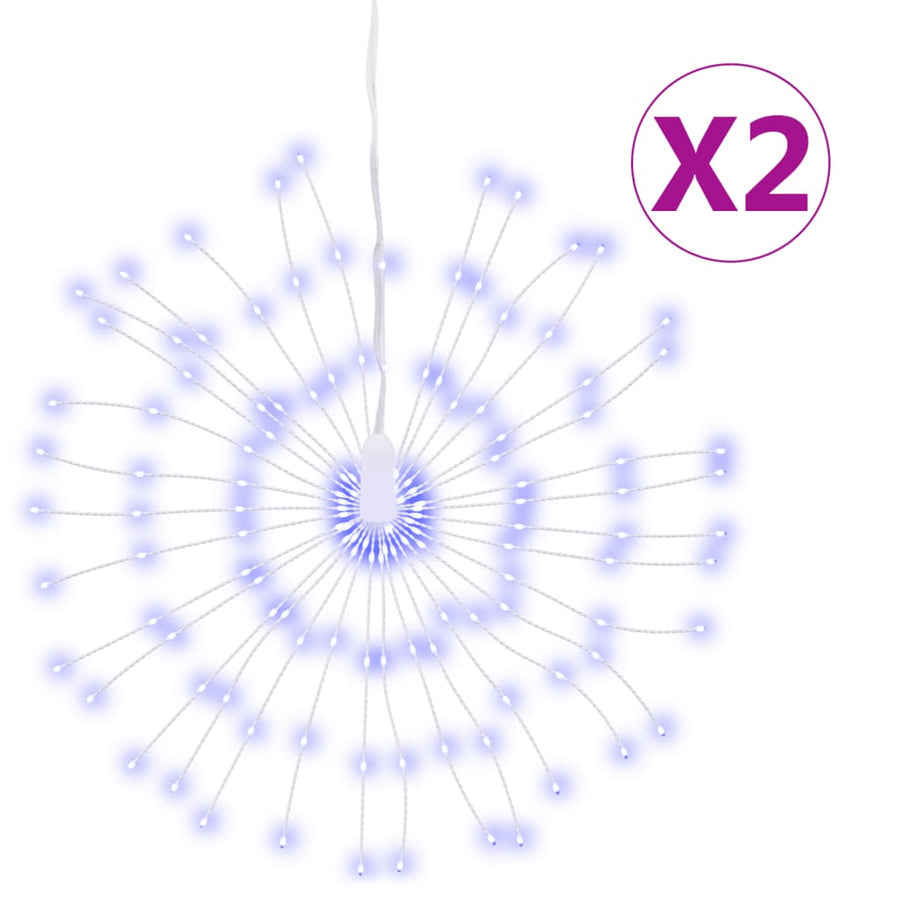 Kerstverlichting Vuurwerk 2 St 140 Blauwe Led's 17 Cm