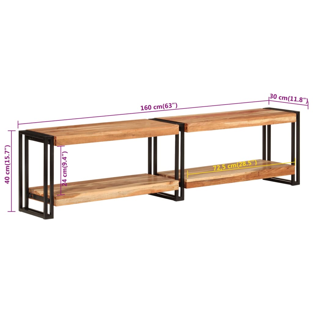 Tv-meubel 160x30x40 cm massief acaciahout