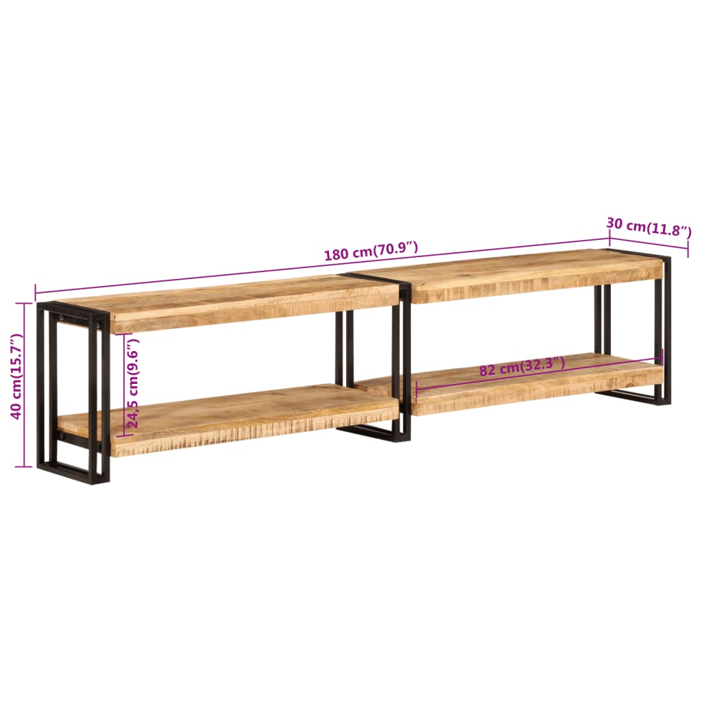 Tv-Meubel 180X30X40 Cm Zwart 180 cm massief mangohout