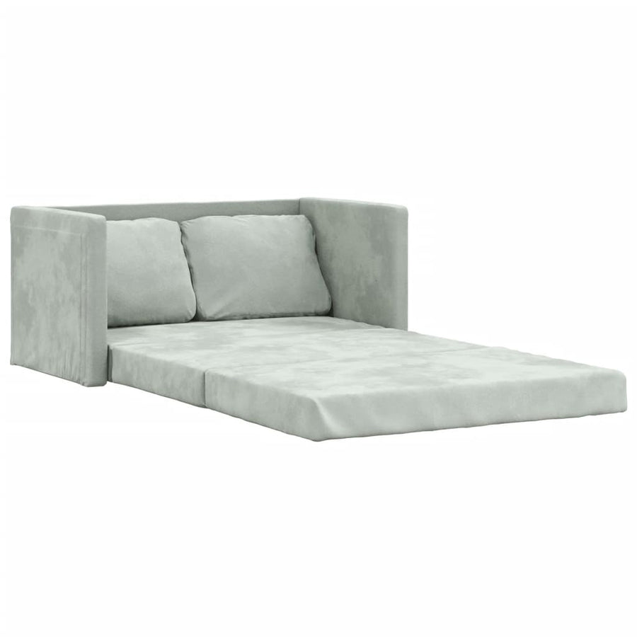 Slaapbank Vloermodel 2-In-1 122X204X55 Cm Fluweel Lichtgrijs