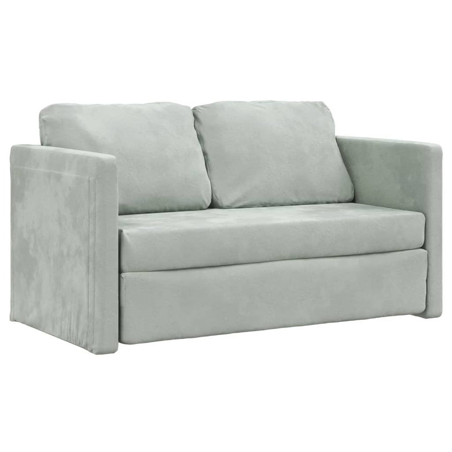 Slaapbank Vloermodel 2-In-1 122X204X55 Cm Fluweel Lichtgrijs